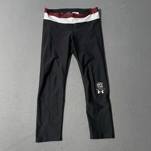 UNDER ARMOUR Women's Size Large Carolina Team Black Cropped Leggings Athleisure